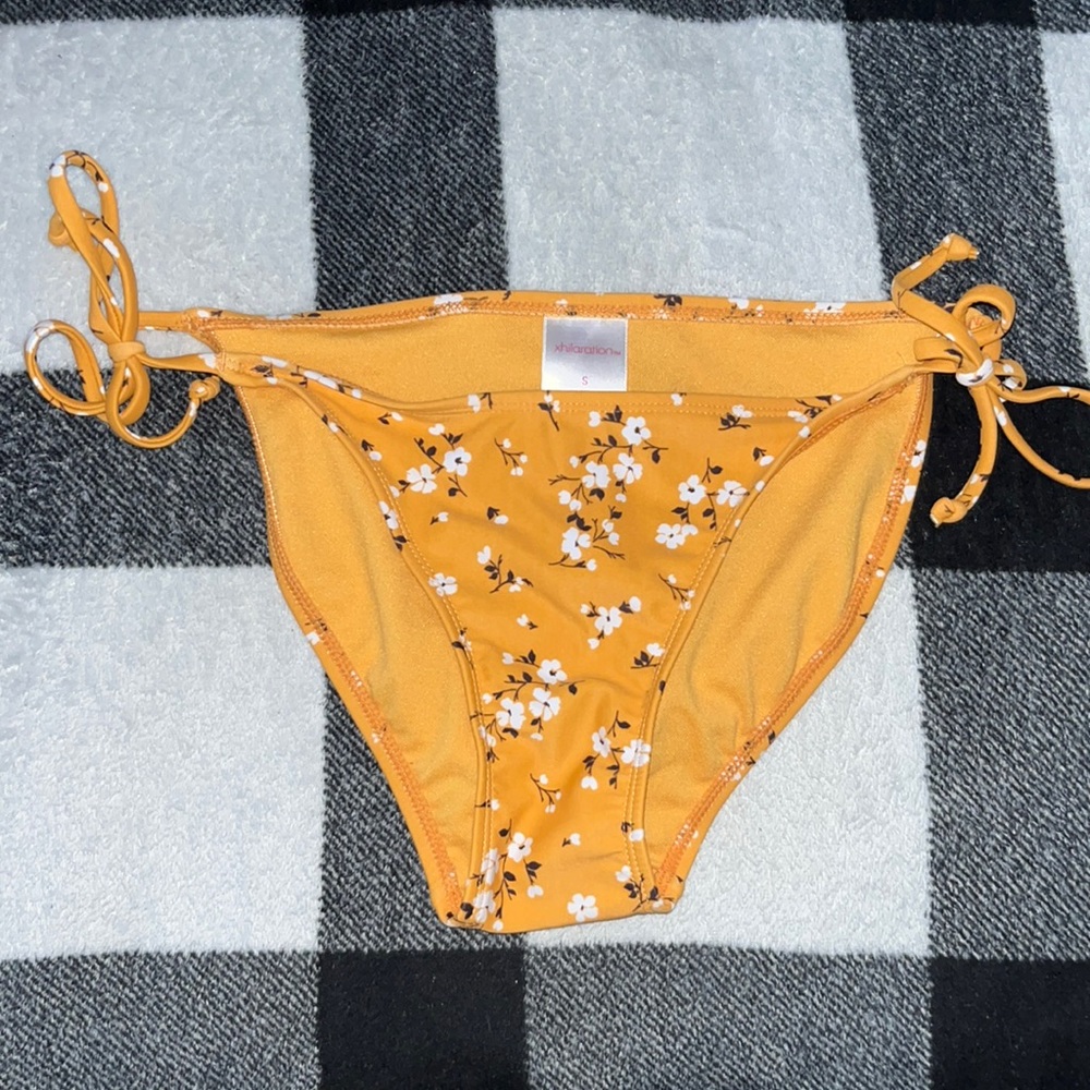Flowery Mustard Yellow Bikini Bottom